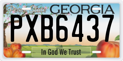 GA license plate PXB6437