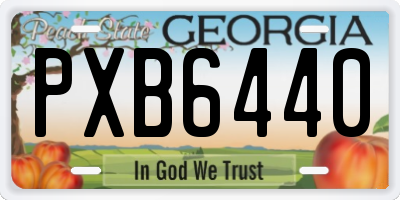 GA license plate PXB6440