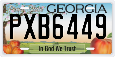 GA license plate PXB6449