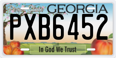 GA license plate PXB6452