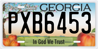 GA license plate PXB6453