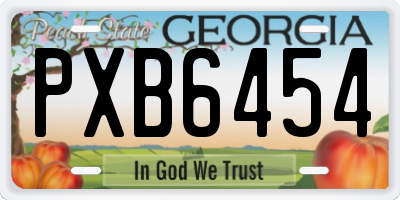 GA license plate PXB6454