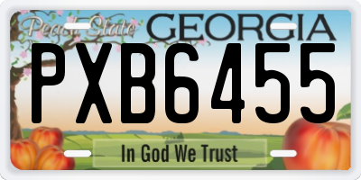 GA license plate PXB6455