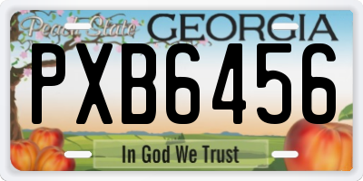 GA license plate PXB6456