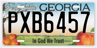 GA license plate PXB6457