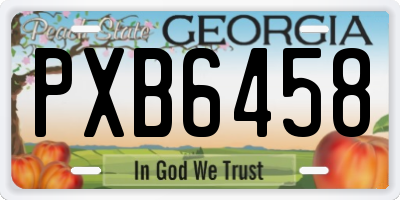 GA license plate PXB6458