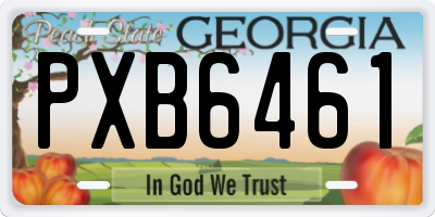 GA license plate PXB6461