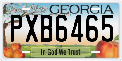 GA license plate PXB6465