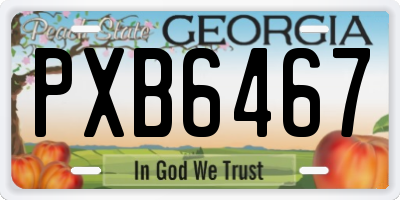 GA license plate PXB6467