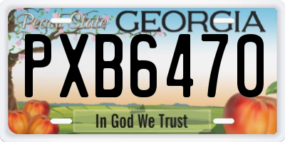 GA license plate PXB6470