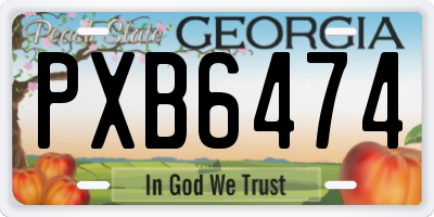 GA license plate PXB6474