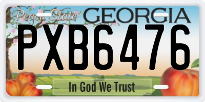 GA license plate PXB6476