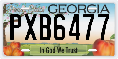 GA license plate PXB6477