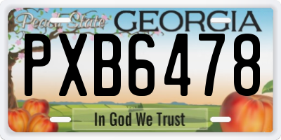 GA license plate PXB6478