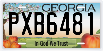 GA license plate PXB6481