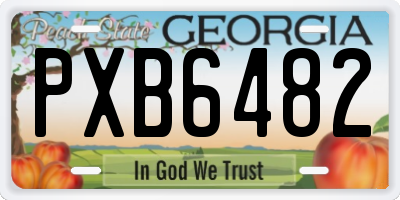 GA license plate PXB6482