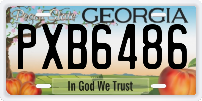 GA license plate PXB6486