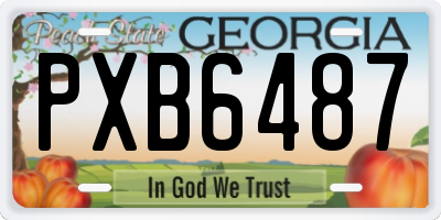 GA license plate PXB6487