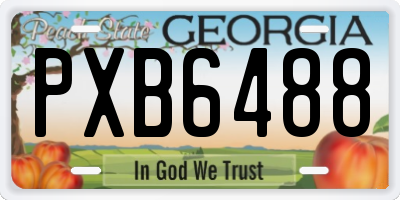 GA license plate PXB6488
