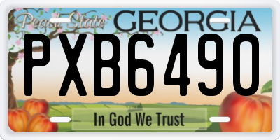 GA license plate PXB6490