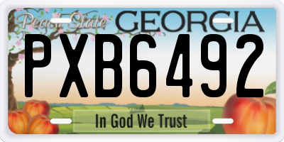 GA license plate PXB6492