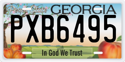 GA license plate PXB6495