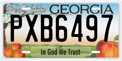 GA license plate PXB6497