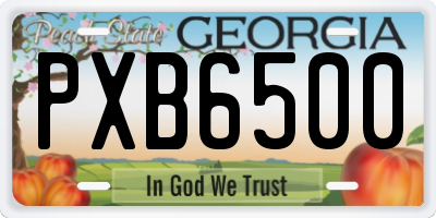 GA license plate PXB6500