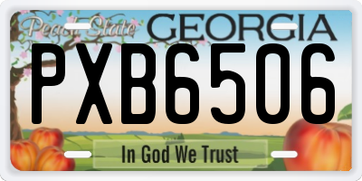 GA license plate PXB6506