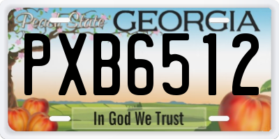GA license plate PXB6512