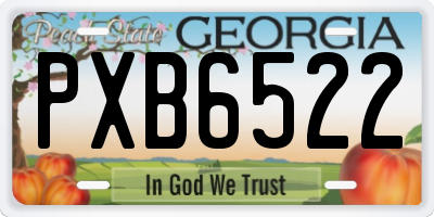 GA license plate PXB6522