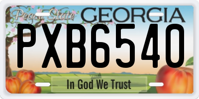 GA license plate PXB6540