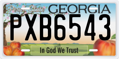 GA license plate PXB6543