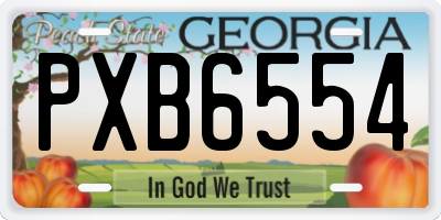 GA license plate PXB6554