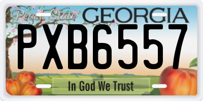GA license plate PXB6557