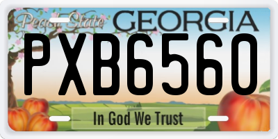 GA license plate PXB6560