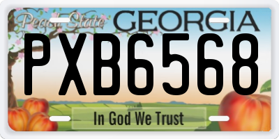 GA license plate PXB6568