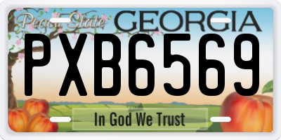 GA license plate PXB6569