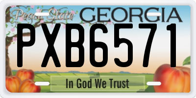 GA license plate PXB6571