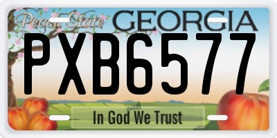 GA license plate PXB6577