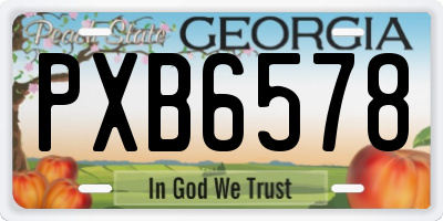 GA license plate PXB6578