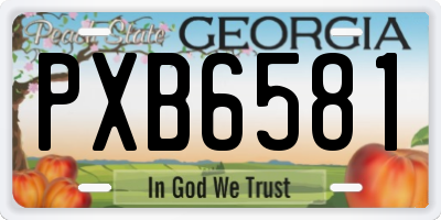 GA license plate PXB6581