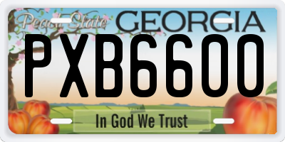 GA license plate PXB6600