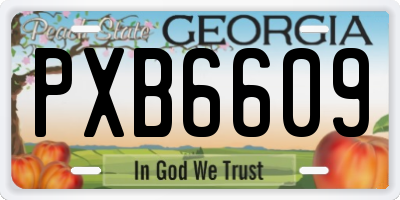 GA license plate PXB6609