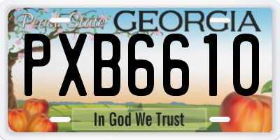 GA license plate PXB6610