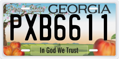GA license plate PXB6611