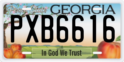 GA license plate PXB6616