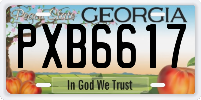 GA license plate PXB6617