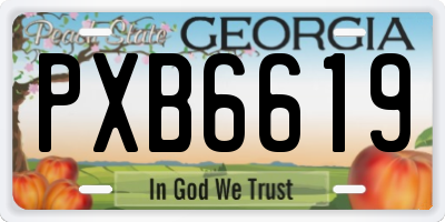 GA license plate PXB6619