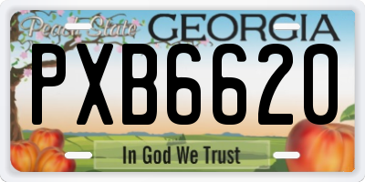GA license plate PXB6620
